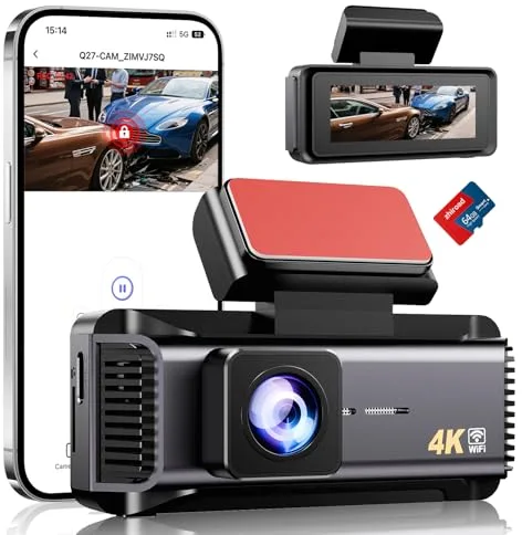 Dashcam, 4K WiFi Dash CAM Coche, Camara Coche con Pantalla IPS de 2.99