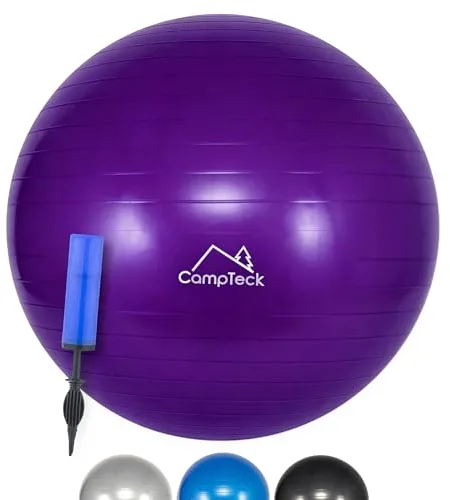 CampTeck U7291 Unisex Balón Pelota Gimnasia Ejercicio 65cm con Bomba de Mano para Fitness, Yoga, Pilates - Púrpura