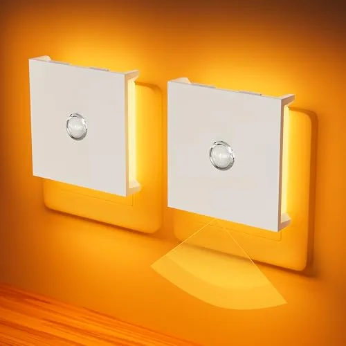 Feliigo Luz Nocturna con Sensor de Movimiento, 2 Piezas Luz Nocturna Infantil Enchufe Regulable con 3 Modos, Brillo Ajustables para Habitación de Niños, Baño, Pasillo, Cocina, Escaleras