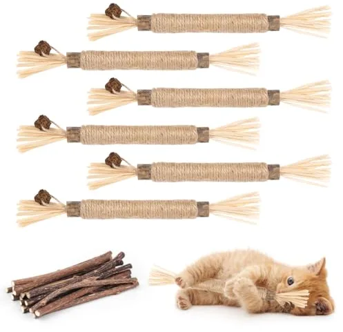 OSDUE Palitos de Catnip para Gatos, 21 Piezas Masticar Palos Gato Naturales Matatabi Silvervine Palos Juguetes de Hierba Gatera de Limpieza de Dientes y Liberación de Estrés Palillos para Masticar