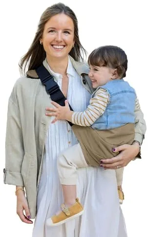 Jané Catch, Portabebé Ligero de Cadera, Portabebé Para Bebés de 9 a 48 meses, 100% Algodón, Protector de Hombro, Ajustable, Ergonómico, Antideslizante, Arena