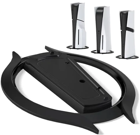 PlayVital Soporte Vertical para ps5/Slim/Pro/Estándar Consola, Base Ahorra Espacio, Accesorio Universal con Almohadillas Antideslizantes para ps5 Pro/Slim, Estabilidad Mejorada (Negro)