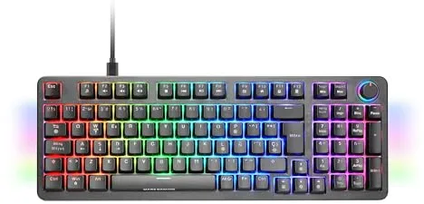 Mars Gaming MKPRO, Español, Teclado Mecánico Gaming Completo, RGB Chroma, Switches Hot-Swap Mecánicos, Antighosting, Rueda de Control, Software, Multiplataforma, Switch Silent, Negro