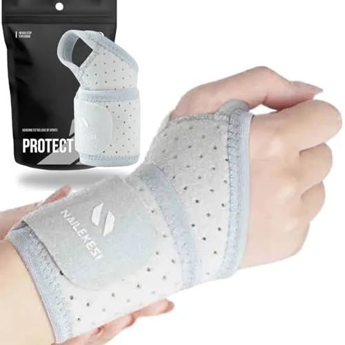 Muñequera Ambidiestra Ortopédica, Especial para Muñeca Abierta, Tendiditis y Esguince. Diseño Anti Rozaduras. Compresion Ajustable. Cómoda Y Transpirable. Muñequera Tunel Carpiano. (Gris Claro)