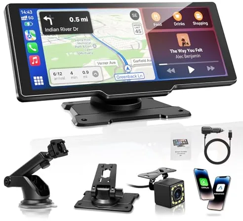 Carpeer Pantalla Carplay Coche para A-pple & Android Auto, 10,26