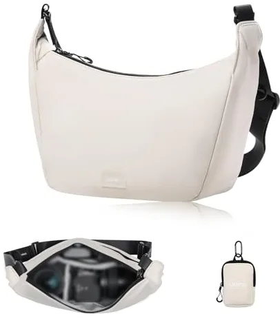 ULANZI Bolsa para Cámara, Bolso Bandolera Semilunar Ligera Elegante con Divisores para Cámara Réflex Digital, Accesorios, Viaje y Fotografía al Aire Libre, Gris