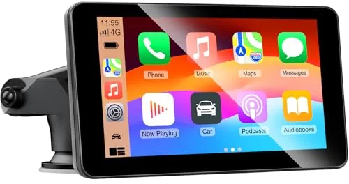 7 Pulgadas Pantalla Táctil Pantalla para Coche con Carplay Android Auto Inalámbrica, Enlace Espejo, Navegación, Siri, FM, AUX, Bluetooth 5.2,Airplay, Lectura de vídeo, Navegación GPS