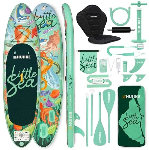 HUIIKE Tabla Paddle Surf Hinchable con Accesorios Incluidos, Remo, Quillas, Inflador. Stand Up Paddle Board Gran Estabilidad y Resistencia. 305 x 84 x 15 cm, Soporta hasta 130 kg