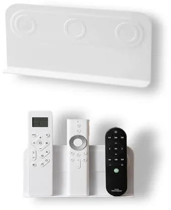 Soporte Mando a Distancia, Soporte de Control Remoto Magnétic Organizador de Mandos Adhesivo, Estante Flotante Montado en la Pared para Mandos de TV y Aire Acondicionado con Parte Trasera Plana