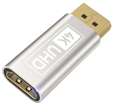 Adaptador DisplayPort a HDMI,unidireccional DP a hdmi Macho a Hembra,4K@30Hz/2K@60Hz/1080P@120Hz.DisplayPort a HDMI Compatible con portátiles,Ordenadores de Escritorio,Lenovo,DELL,HP,HDTV proyectores