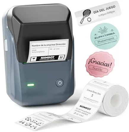 NIIMBOT B1 Etiquetadora,Impresora Etiquetas Autoadhesivas fácil de Usar para Oficina, hogar y Negocios,App versátil,Impresora termica con Etiqueta 50×30mm Blue