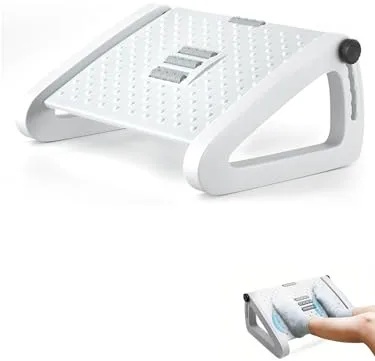 Reposapiés Oficina Ergonómico, Soporte Ajustable para Pies Bajo Escritorio, Antideslizante, Reposa Pies con Función de Masaje, Mejora la Postura y la Circulación, Ideal para Trabajo y Casa