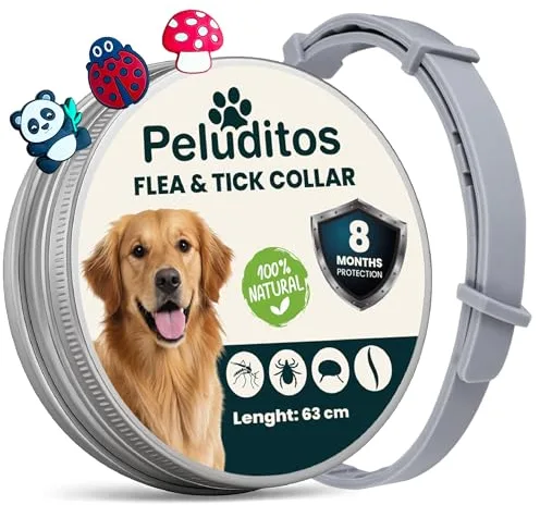 Collar antiparasitario Natural para Perros – Protección hasta 8 Meses contra pulgas y garrapatas – 3 Charms de Regalo - Ajustable y Suave con su Piel.