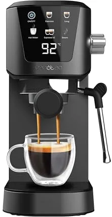 Cecotec Cafetera Express para Espresso y Cappuccino Power Espresso 20 Touch. 1350W, 20 Bares, Pantalla Táctil, Vaporizador, Depósito Agua 1L, Thermoblock, Calientatazas, Bandeja Goteo, Accesorios