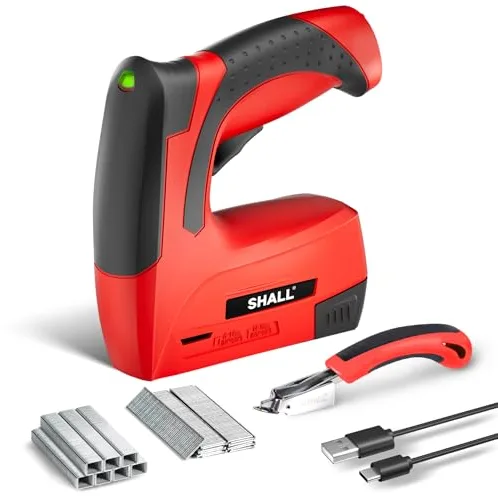SHALL Juego de clavadora inalámbrica de 4 V (2 en 1), grapadora decorativa inalámbrica con 2500 grapas, grapadora eléctrica 2 en 1