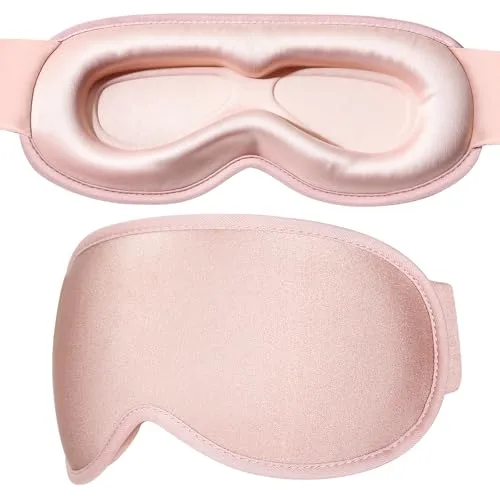 GRIFEMA GH03-1 Antifaz para Dormir 3D, Máscara de Ojos con Reducción Máxima de Luz sin Presión, Diseño Ergonómico para Dormir de Lado con Banda Ancha Ajustable, para Descanso Nocturno y Viajes, Rosa