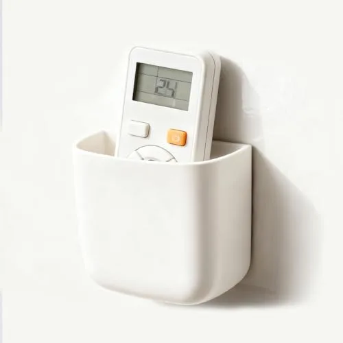 PAVSTINE Soporte Mando Pequeño Autoadhesivo, Organizador Mandos Multifuncional, Soporte Mando Pared con Organizadores para Mandos de TV y Cargador, Blanco