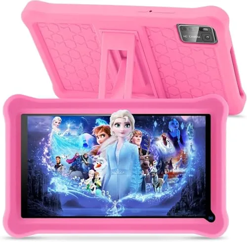 SANNUO Tablet para Niños 7 Pulgadas, Tablet Android 13 con 8GB RAM 64GB ROM (mpliable 256 GB), Control Parental, Pantalla IPS HD, GMS Certified, WiFi, Tableta Niños Educativo con Funda de EVA (Rosa)