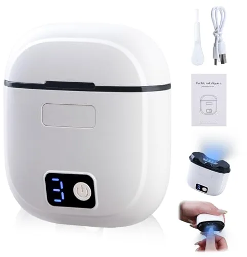 eMjollRay Cortauñas Eléctrico con Luz LED Cortauñas y Pulidor de Uñas con 3 Velocidades Recargable USB C para Adultos y Niños