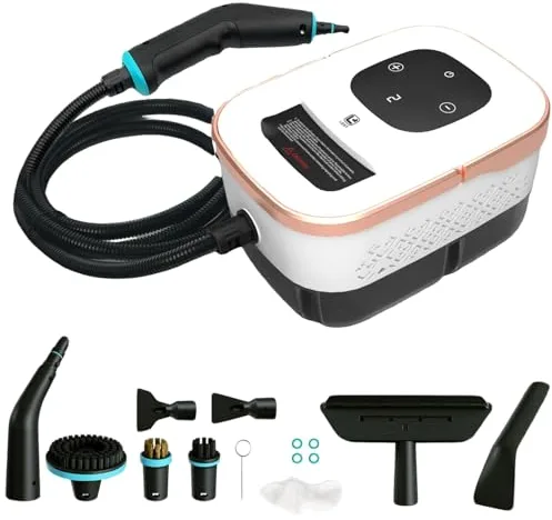 Vaporeta Limpieza Hogar, 4 Bar Limpiador A Vapor Vaporeta De Mano Steam Cleaner Vaporeta Limpieza Hogar Potente PortáTil Maquina de Vapor Limpieza Sofa Coche Cocina, 1500w, 1250ml
