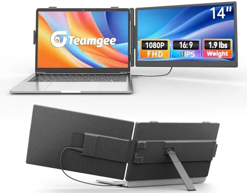 Teamgee Monitor Portátil 14 Pulg Ultra-Ligero, Extensión de Pantalla para PC 13-17