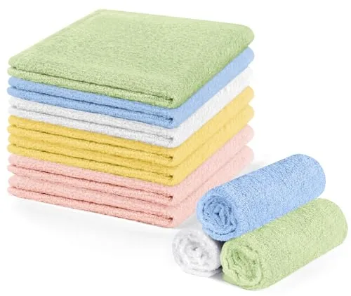 ALIIP Toallas Faciales Fibra de Bambú, Toallas Desmaquillantes Reutilizables, Toalla Cara para Limpieza Facial, Paños de Limpieza Lavable, 25x25 CM, Suave para Todo Tipo de Piel (10 Pcs)