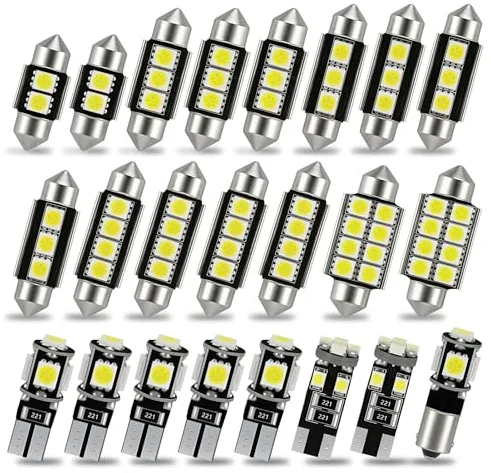 HOMTRAK 23 Pcs Bombillas LED Interior Coche 6500K Canbus, Kit Luz LED 12V T10 W5W C5W BA9S para Domo Mapa Puerta Cortesía Maletero y Matrícula, Luz Blanca Xenón Compatible con varios vehículos