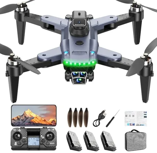 HYTOBP Drones con Cámara 4K para Adultos, S166 GPS, 60 Min Vuelo, Motor Sin Escobillas, Retorno Automático, Despegue y Aterrizaje con un Solo Botón, <249g, Regalo (Negro)