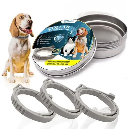 | NOVARKA® | Set de 3 Collar Antiparasitario Perros | Collar Perro Grande Antiparasitario para Raza Pequeño, Mediano y Grande | Alivio Antipulgas | Disfruta de Paseos Tranquilos y sin Riesgo.