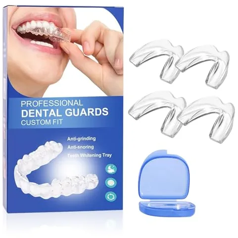 4 Piezas Ferula Descarga Bruxismo, Férula Dental de Descarga in 2 Tamaños, Protector Bucal para Dormir, Protector Bucal Bruxismo con Caja, Prevenir el Bruxismo